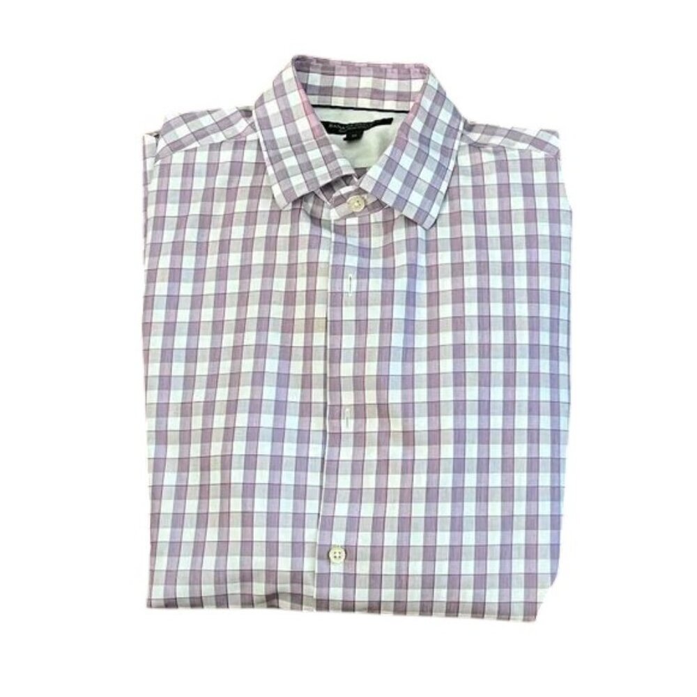 Banana Republic Factory Purple and White Check Button-Down Shirt